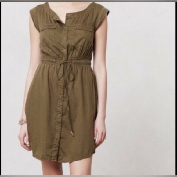 Anthropologie Dresses & Skirts - NWT Anthropologie Hei Hei Women’s Green Sleeveless Drawstring Cargo Dress S